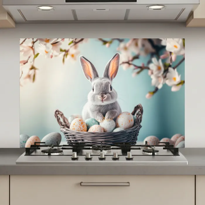 Konijn - Eieren - Mand keuken achterwand spatscherm klein -3d_website