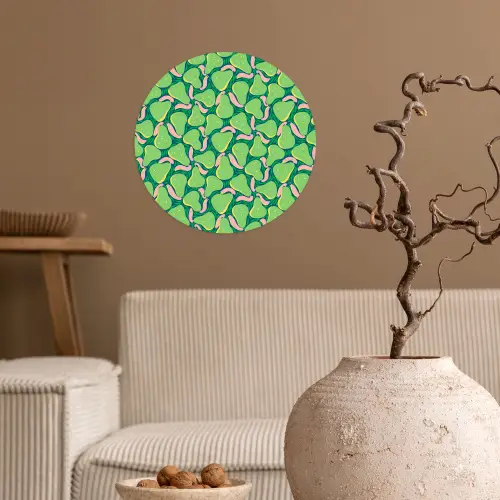Peren - Groen - Roze Wandcirkel behangsticker klein 186 -sfeer1