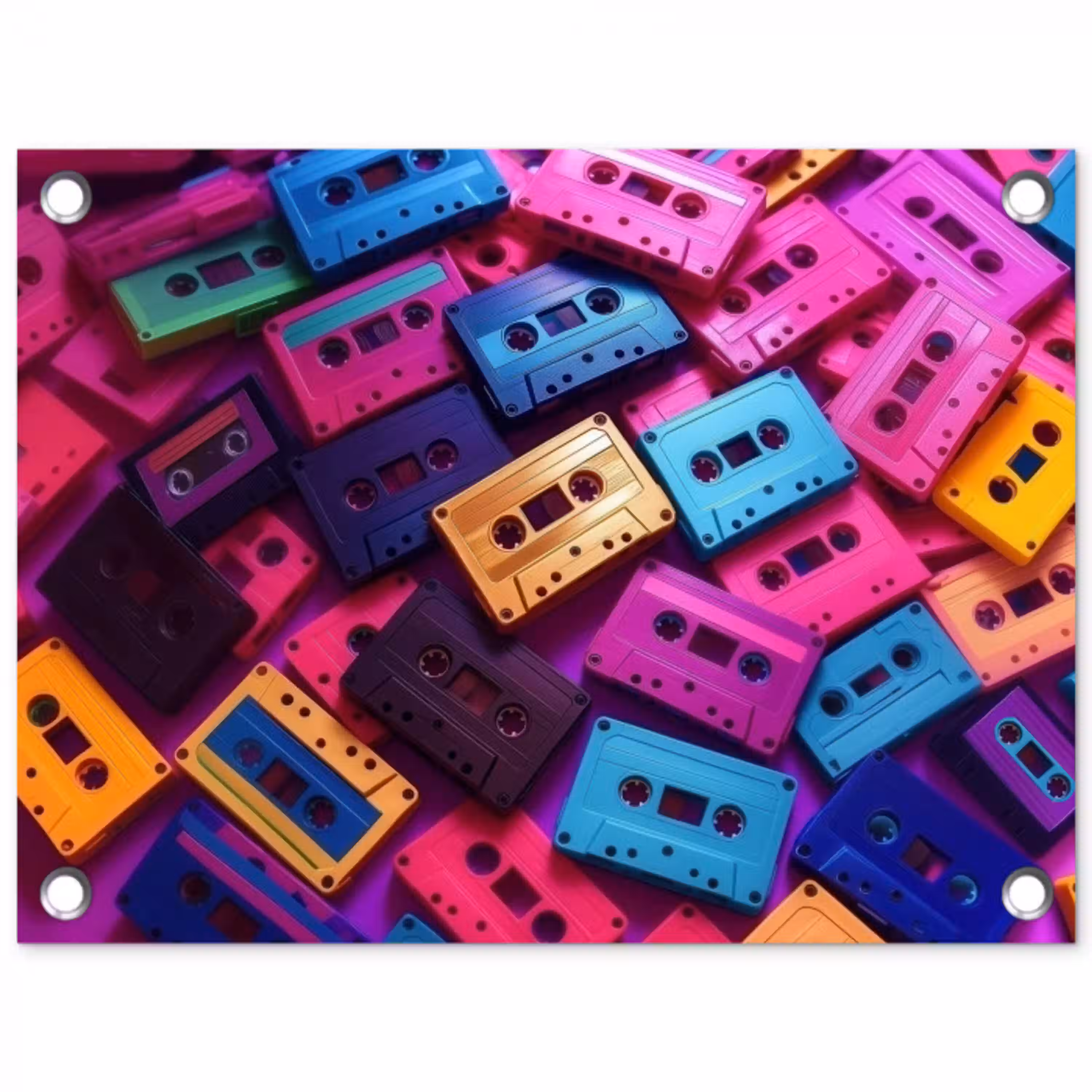 Cassetteband - Kleurrijk - Energiek tuinposter los doek klein -3d