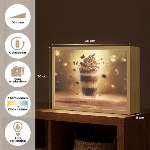 Dessert - Chocolade - Zoet - Eten Light Box met batterij (Wandlamp) middel -USP_websiteoverzichtNL