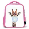 Kauwende Kobus blauw Kinderrugzak - Roze middel -3d