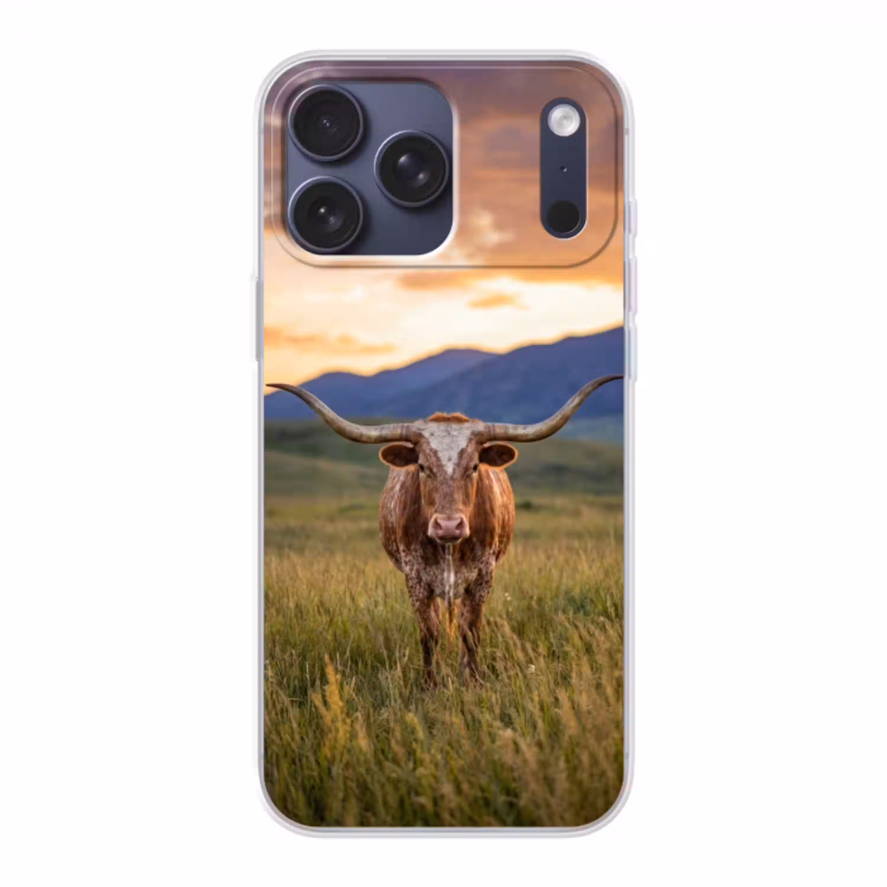Longhorn - Landschap - Zonsondergang Telefoonhoesje iPhone 17 Pro Max klein -3d