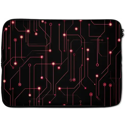 Gaming - Lijnen - Netwerk - Stippen - Rood laptophoes neopreen klein -zkaufland3dotto