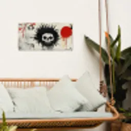 Graffiti - Schedel - Abstract - Rood tuinposter los doek klein -sfeer7