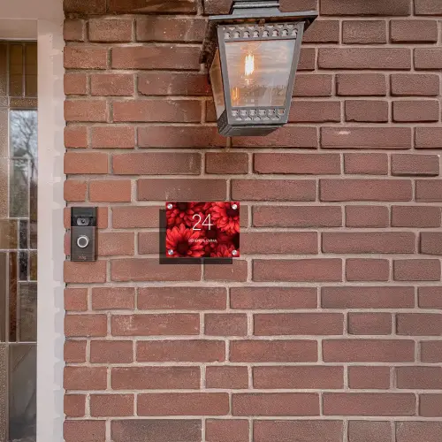 Rode bloemen - Klassiek Naambord Rechthoek middel -sfeer7-rechthoek-S