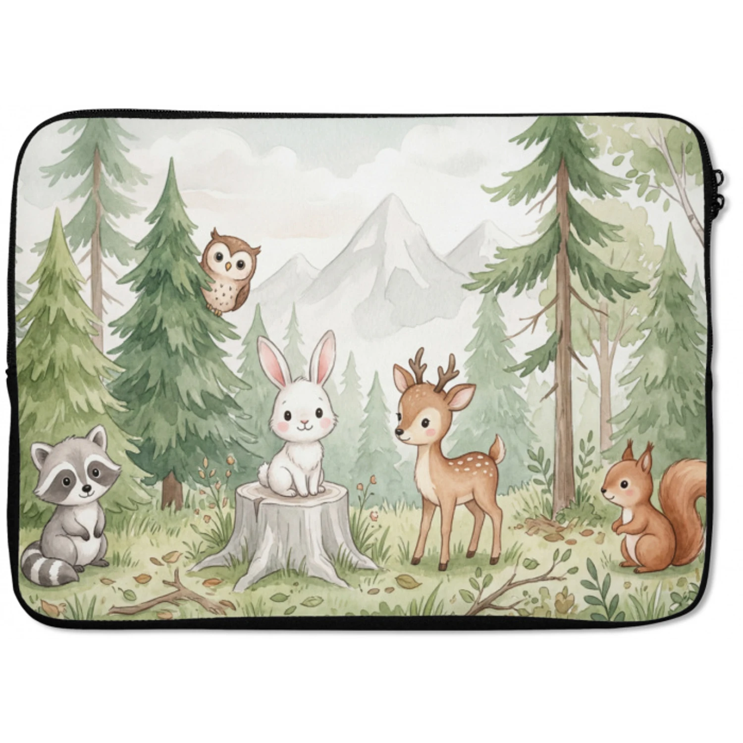Bos - Dieren - Groen laptophoes neopreen klein -zkaufland3dotto
