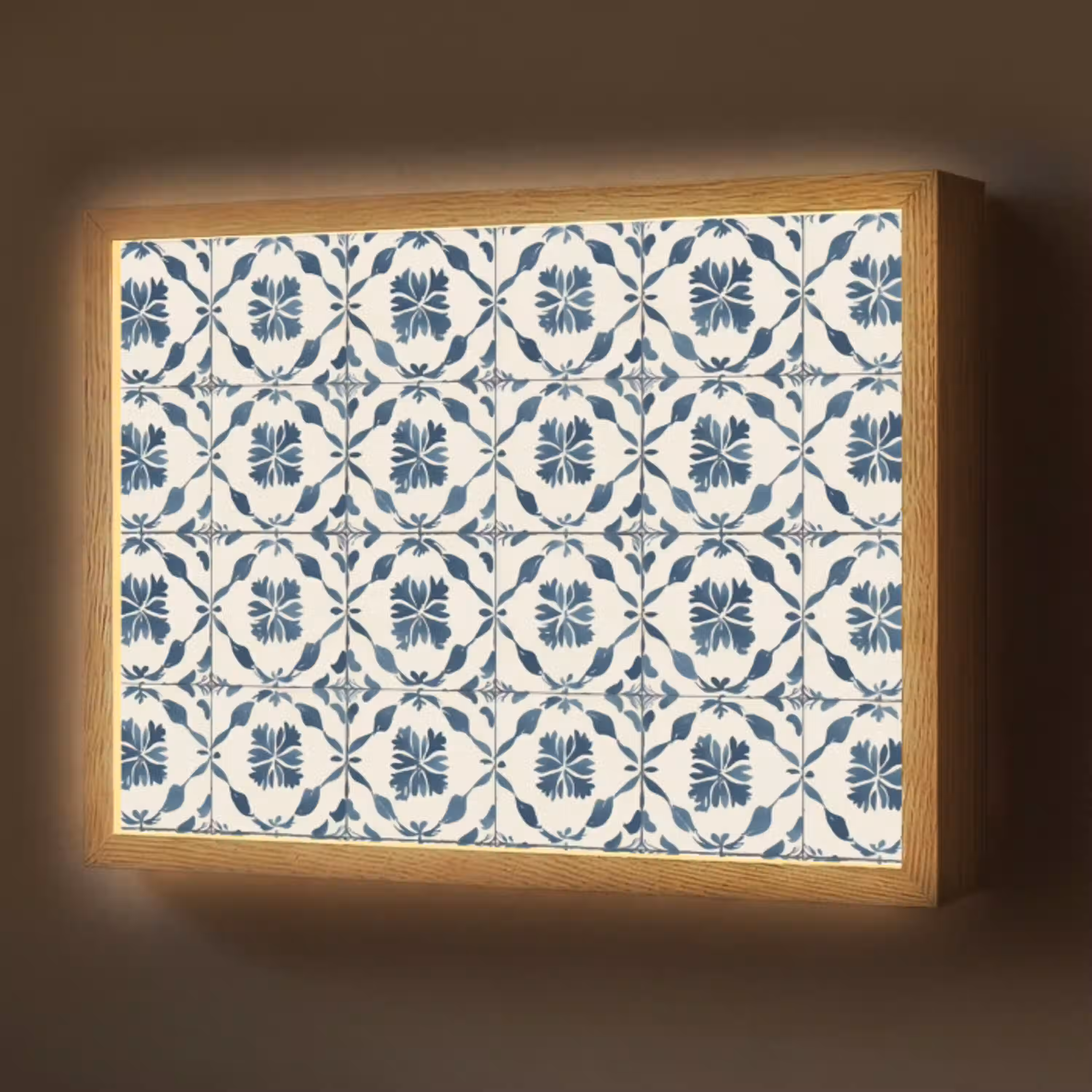 Grafisch - Tegel - Blauw Light Box met batterij (Wandlamp) middel 907 -z3d_website