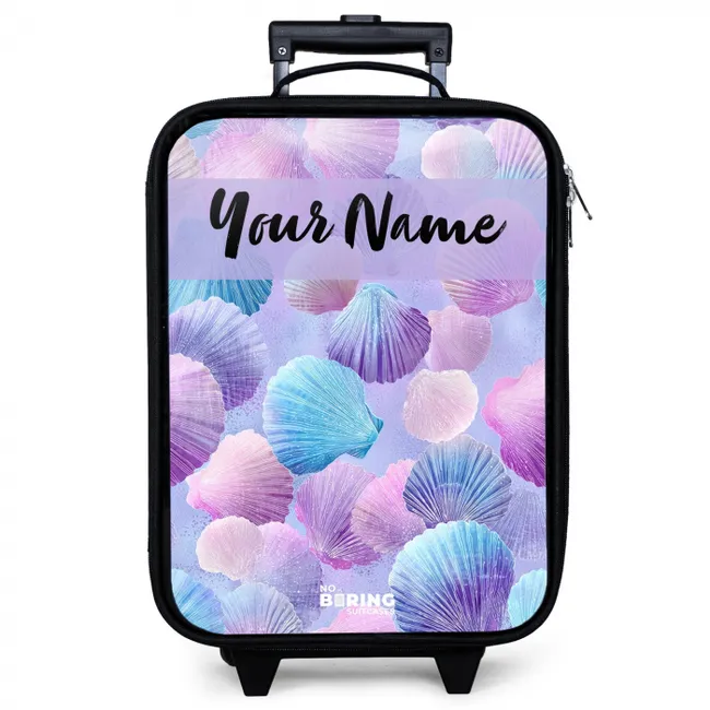 Children's suitcase with name - Shells - Purple - Blue - Pattern