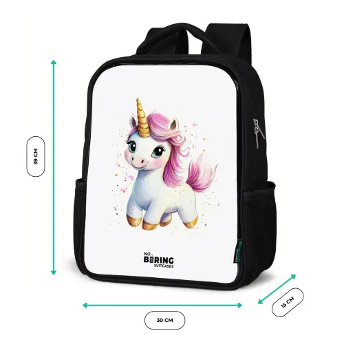 Witte eenhoorn met roze manen Rugzak - Zwart middel -productfoto_formaten