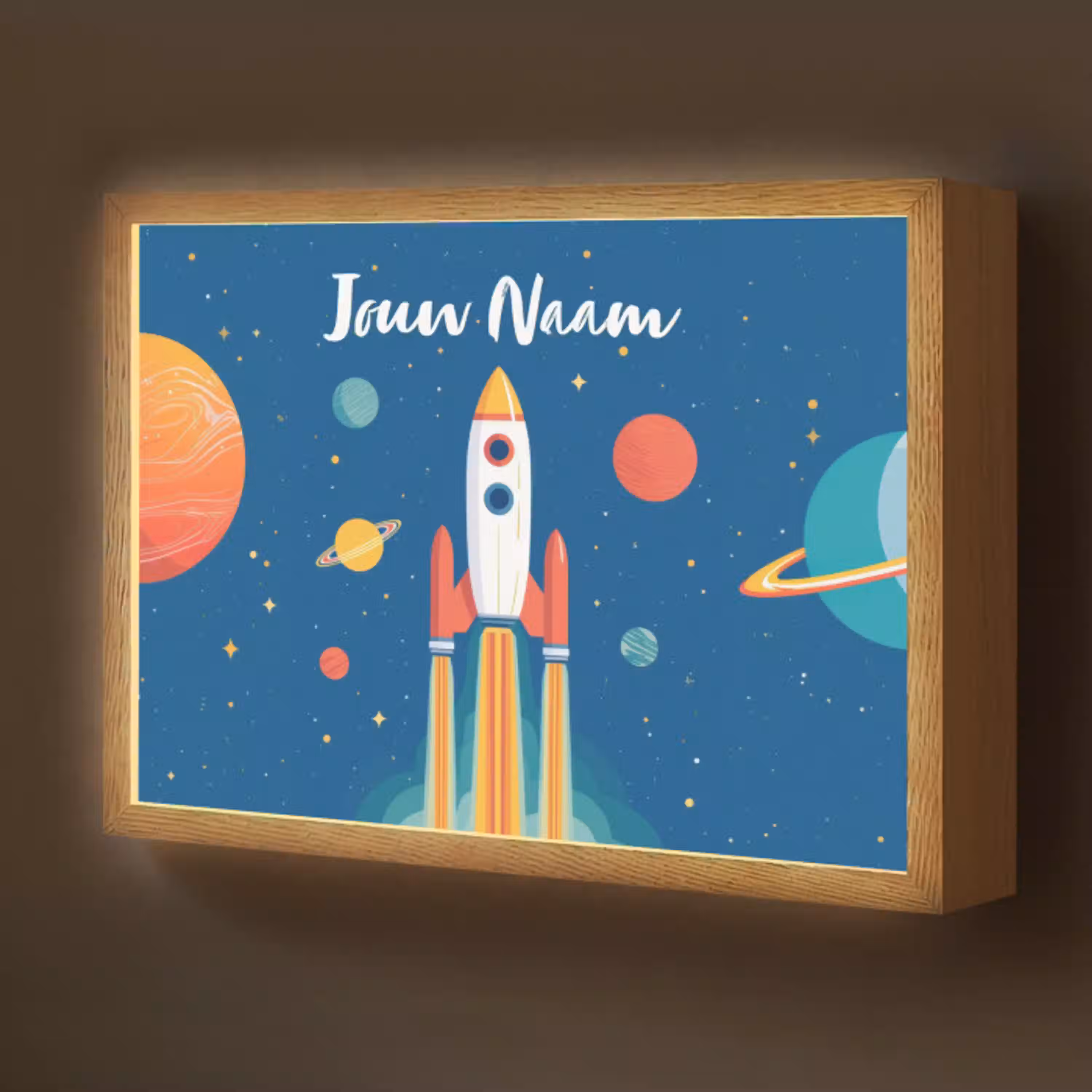Raket - Planeten - Ruimte Light Box met batterij (Wandlamp kind) middel -z3d_website
