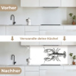 Kreeft - Zwart - Wit keuken achterwand 2 middel -voor-na_DE