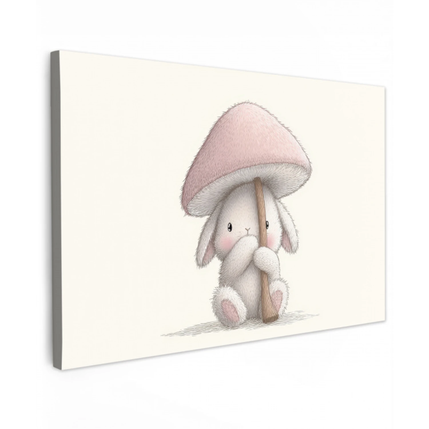 Paddenstoel - Konijn - Roze canvas 2cm klein -z3d