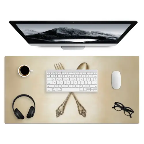 Beige - Vintage - Bestek Muismat XXL klein -3d