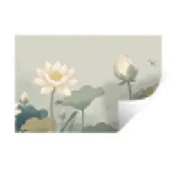 Lotus - Bloemen - Groen Muursticker klein -3d