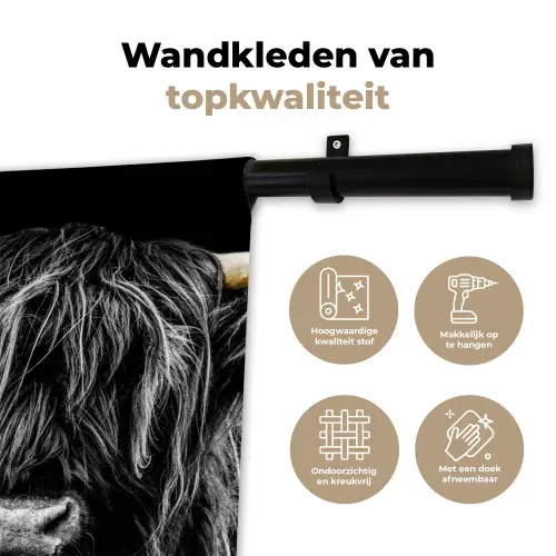 Schotse hooglander - Goud - Vacht - Dieren - Koe Wandkleed katoen klein -sfeer2