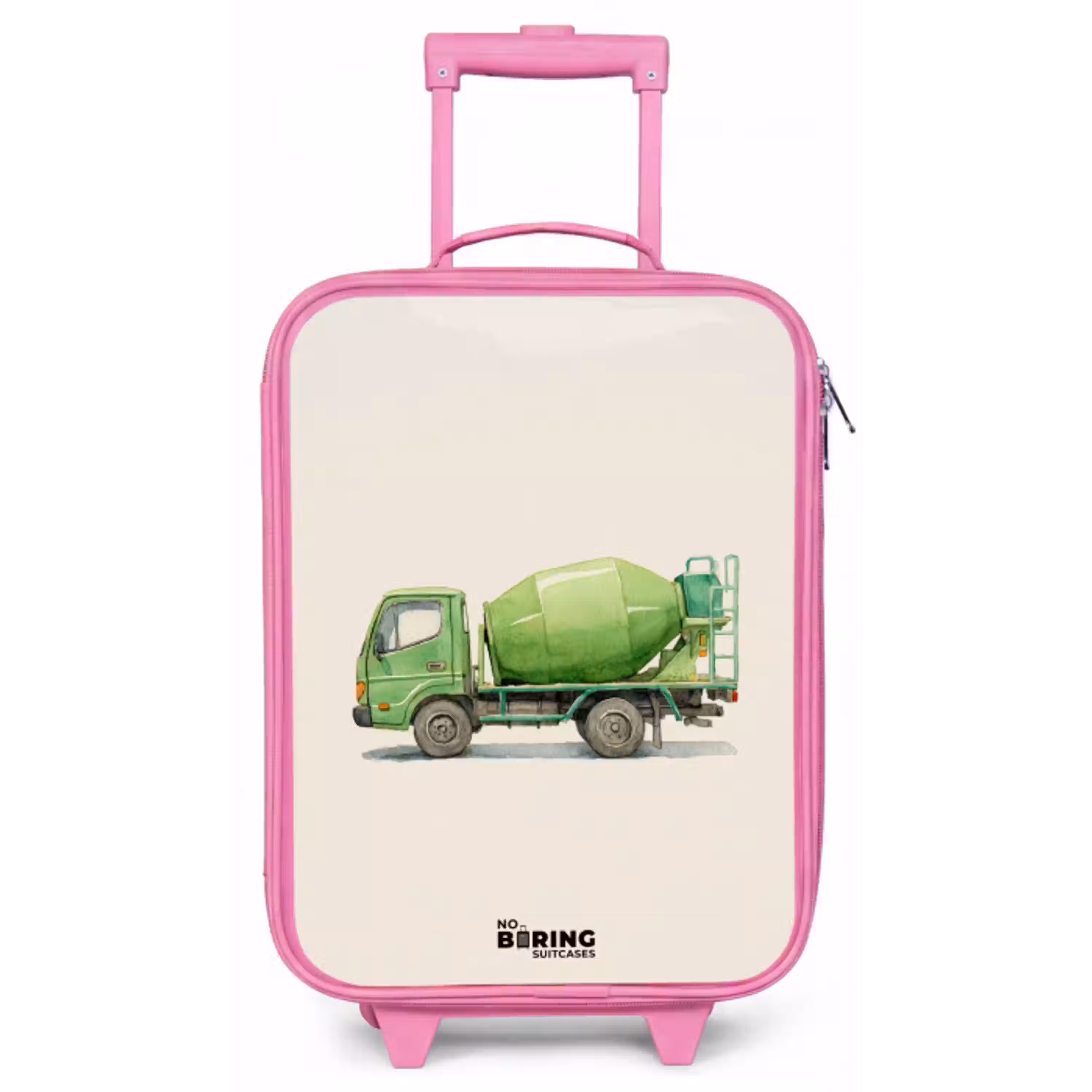 Betonmixer - Getekend - Groen Kinderkoffer - Roze klein -zz3dotto