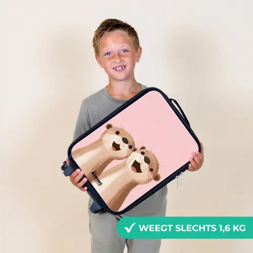 Otters - Lachen - Roze - Illustratie Kinderkoffer - Zwart klein -sfeer4_NL