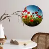 Klaprozen - Toscane - Zon - Rood - Blauw Wandcirkel kunststof plaat 5mm dik klein -sfeer4