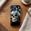 Schedel - Blauw - Bloemen - Bladeren Telefoonhoesje iPhone 17 Pro klein -sfeer1