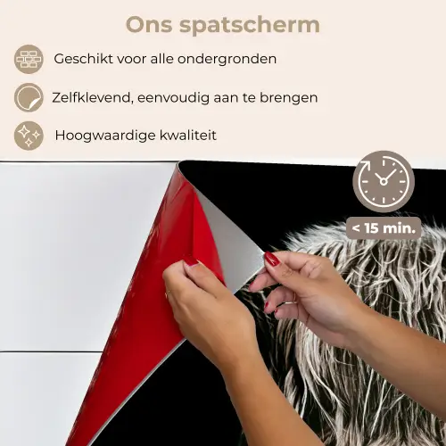 Schotse hooglander - Goud - Hoorns - Zwart wit - Koe - Dieren keuken achterwand spatscherm klein -spatscherm_NL