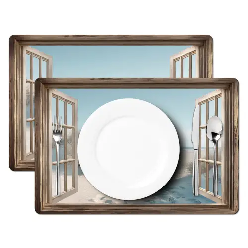 Doorkijk - Helmgras - Duinen - Zee - Landschap Placemat vinyl groot -zzsfeer2_Kitchenyeah-website