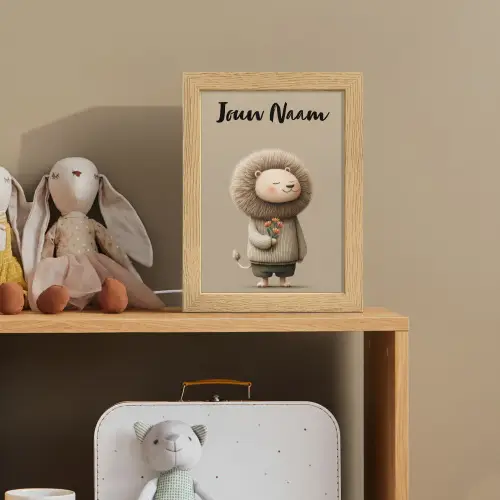 Leeuw - Oranje bloemen - Vriendelijk Light Box met kabel (Kinderlampje) klein -sfeer2_kind