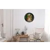 Doorkijk - Bloemen - Poort - Stenen Wandcirkel aluminium klein -woonkamer
