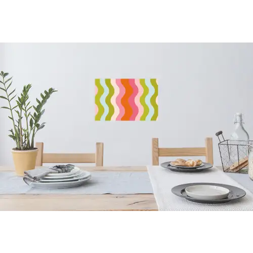 Banen - Golven - Kleurrijk - Verticaal Muursticker klein -eettafel
