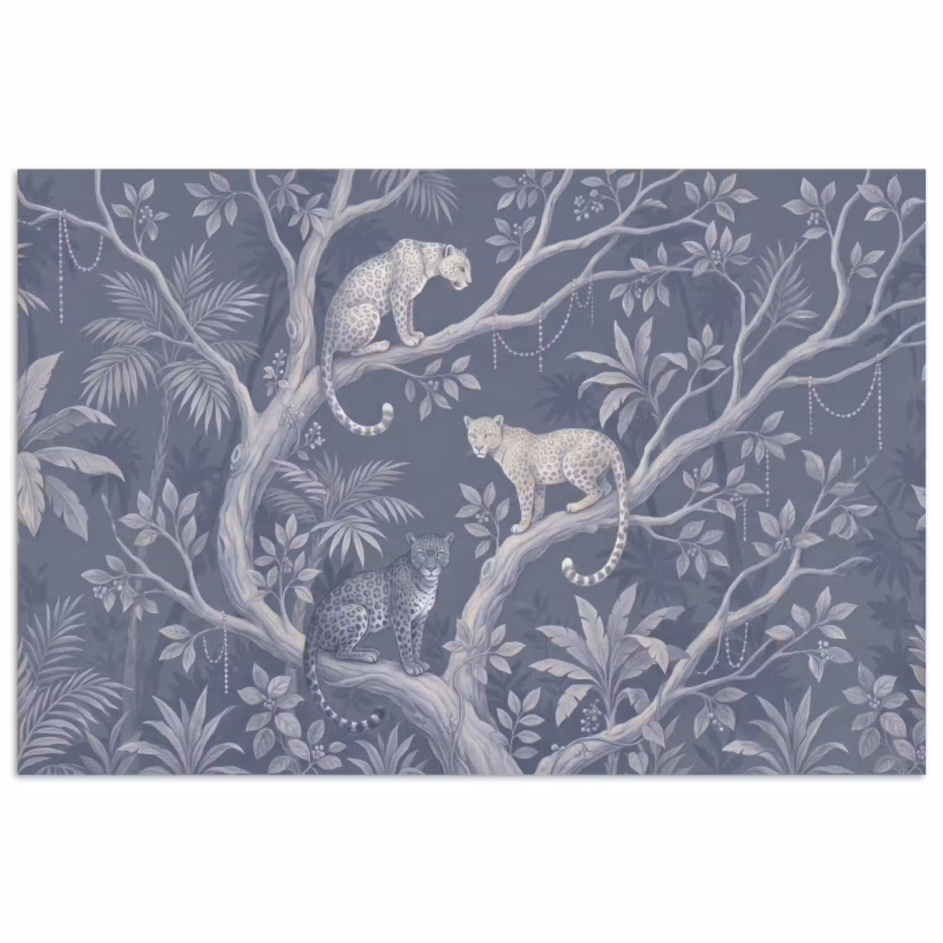 Dieren - Jungle - Illustratie - Bomen - Blauw poster papier klein -3d