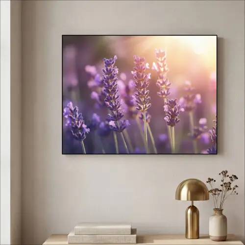 Lavendelbloemen - Paars - Zonlicht Textielframe - compleet frame klein -sfeer2