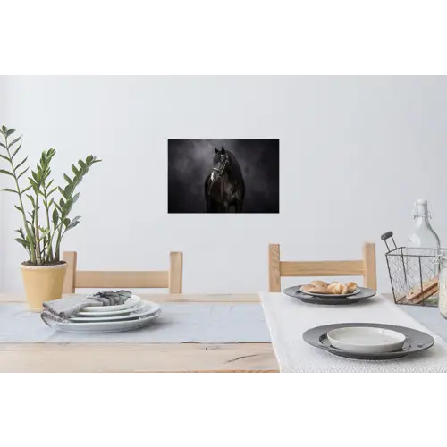 Portret - Paard - Zwart Muursticker klein -eettafel