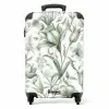 Vintage bloemen - lichtgroen met wit NBS - Handbagage koffer - Kinderen Unisex middel -productfoto_recht