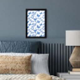 Vlinder - Bloemen - Blauw fotolijst zwart zonder passe partout klein 224 -sfeer3