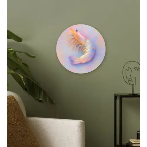 Garnaal - Subtiele structuur - Blauw - Roze Wandcirkel plexiglas klein -sfeer3