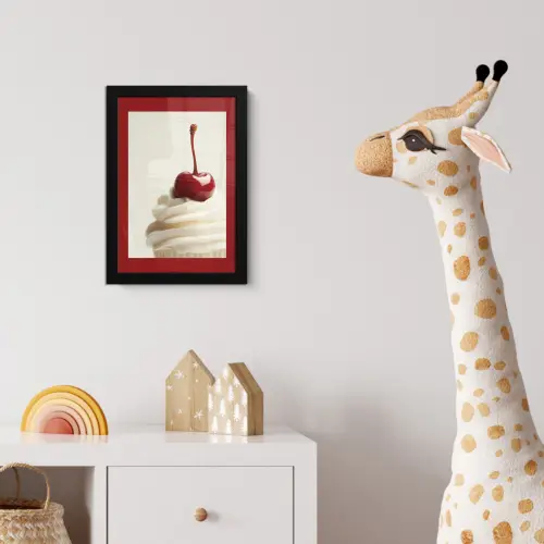 Cupcake - Kers - Rood fotolijst zwart zonder passe partout klein -usfeer4_kinderkamer