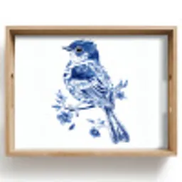 Vogel - Delfts blauw - Illustratie - Bloemen Dienblad Rechthoek middel -z3d_shopping