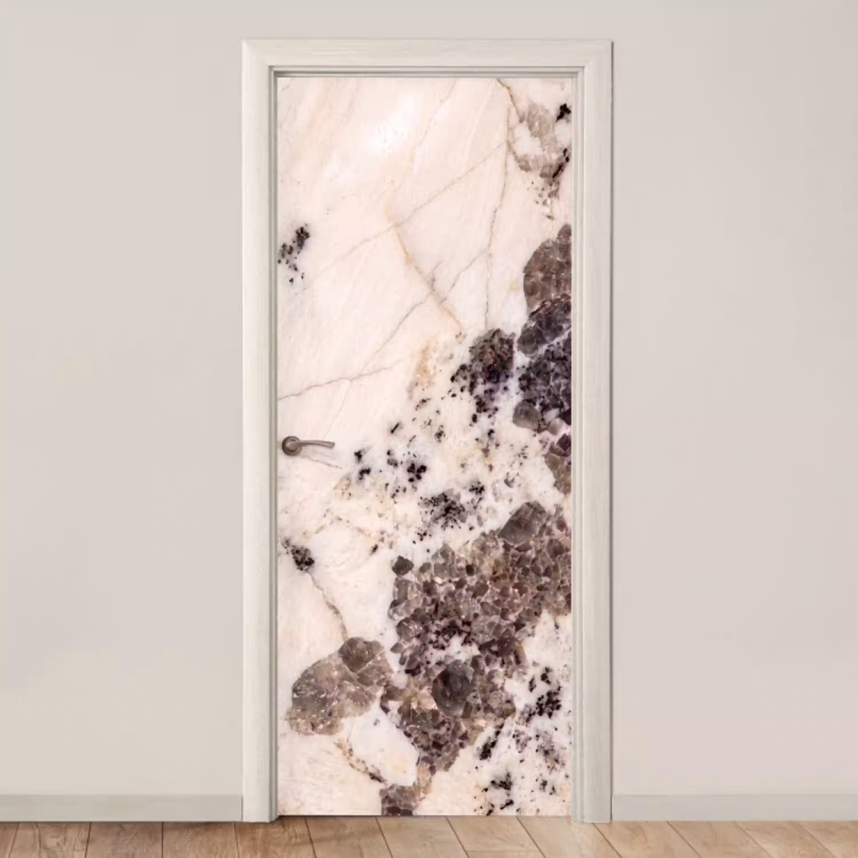 Natuursteen - Patroon - Abstract - Beige - Grijs deurposter klein -3d_beige