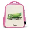 Betonmixer - Getekend - Groen Kinderrugzak - Roze middel -3d