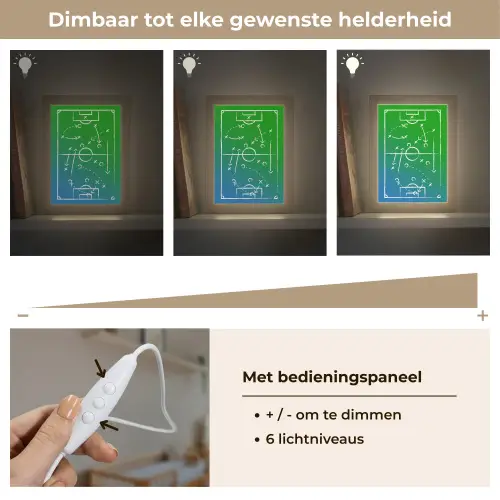 Voetbal - Tactiek - Spel - Groen - Blauw Light Box met kabel klein -USP_dimbaarNL