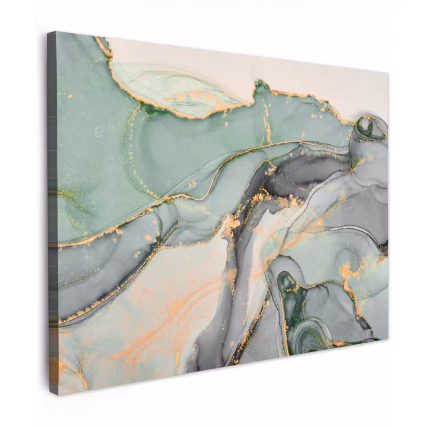 Leinwandbild - Gold - Marmor - Grün - Luxus - Glitzer - Marmoroptik