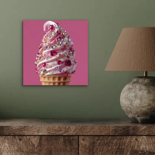 Softijs - Edelstenen - Roze - Hoorntje aluminium wit klein -sfeer2