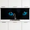 Kat - Blauw - Dier - Zwart keuken achterwand 2 middel -3d