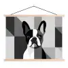 Buldog - Zwart - Abstract - Vlakken textielposter latten blank klein -3d