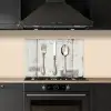 Zilver - Bestek - Hout keuken achterwand spatscherm klein -sfeer1
