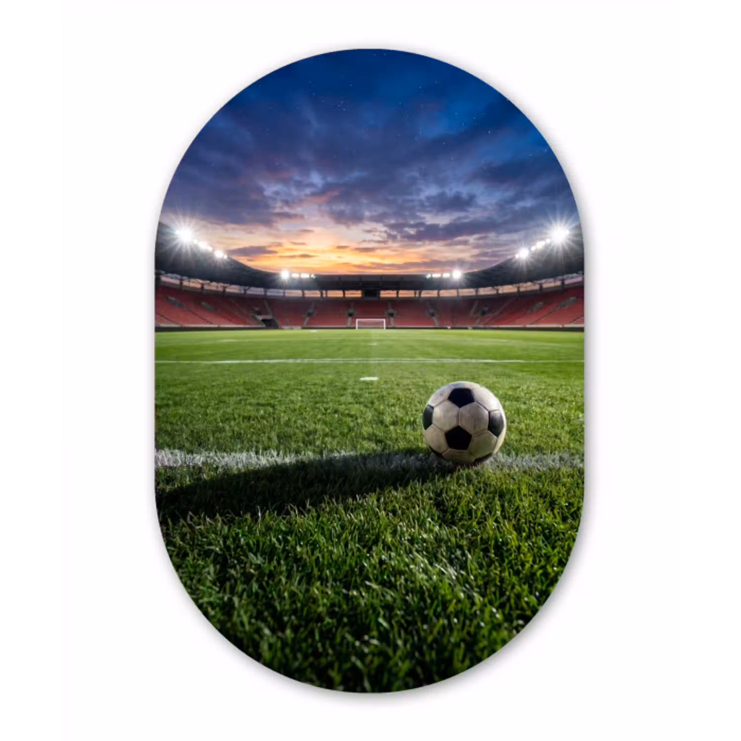 Voetbal - Stadion - Sport - Groen Wandcirkel Ovaal Aluminium middel -3d