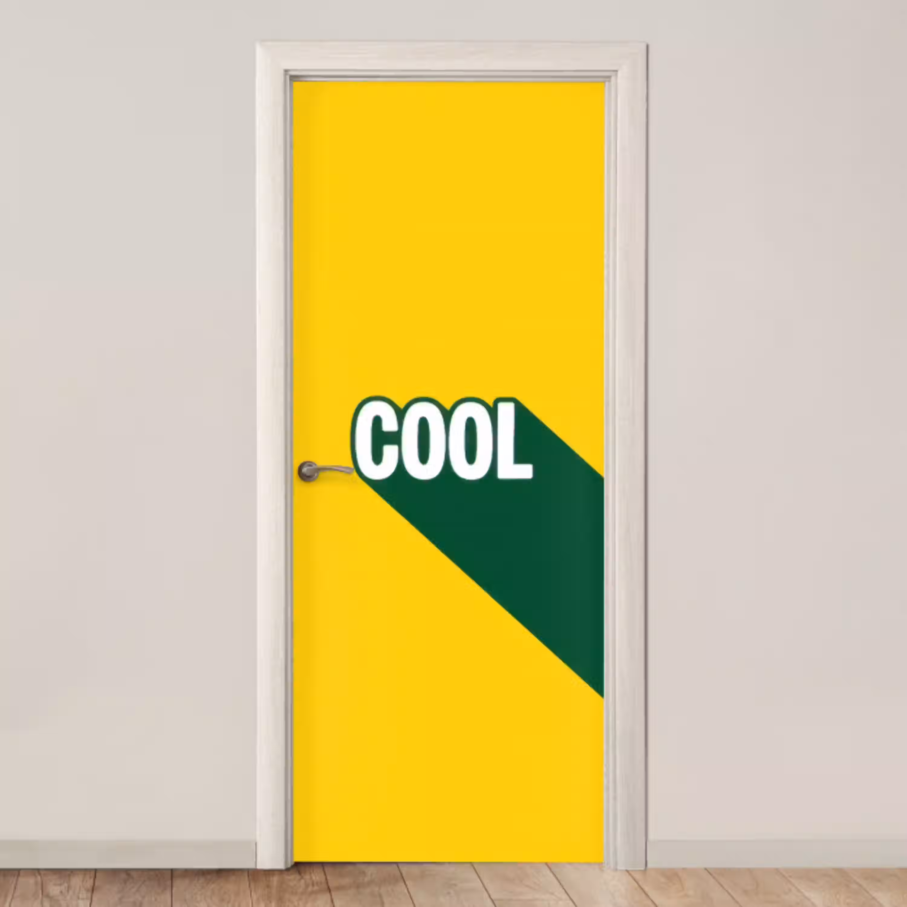 Cool - Geel - Groen deurposter klein -3d_beige