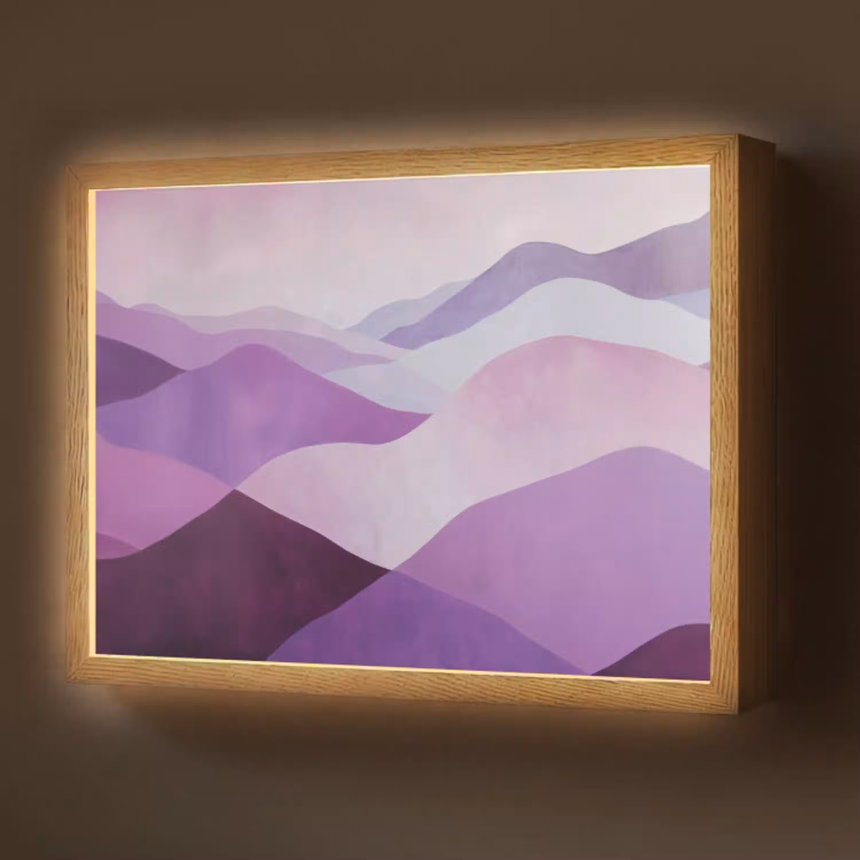 Abstract - Heuvels - Landschap - Paars Light Box met batterij (Wandlamp) middel -z3d_website