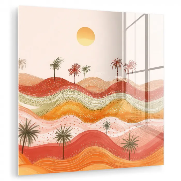Abstract landschap - Palmbomen - Kleurrijk plexiglas 5mm klein -zzzproduct_nieuw