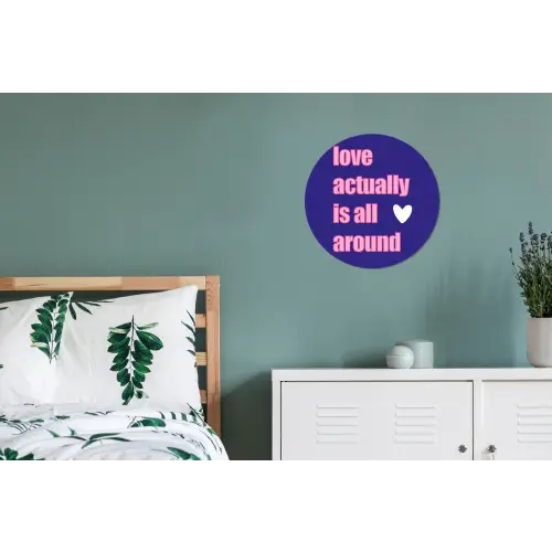 Tekst - Valentijn - Love - Blauw Wandcirkel aluminium klein -slaapkamer