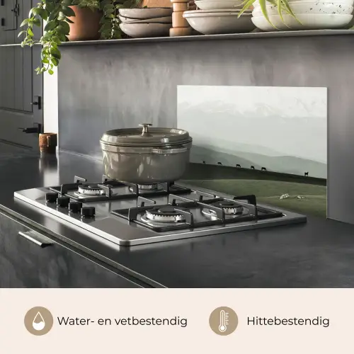 Grijs - Berg - Paarden keuken achterwand spatscherm klein -usp_NL